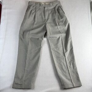 Slates Mens Pleated Dress Pants Gray Wool Blend Cuffed Trousers 36x34